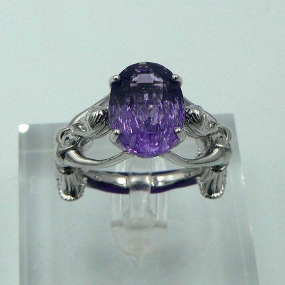 Sz 9 Genuine Ballet Dance Inspired Amethyst (Ovl) Ring - Picture 1 of 5